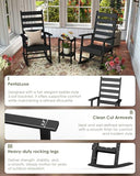 GREENVINES Outdoor-Rocking-Chairs-Set-of-2 | HDPE Plastic | Patio Rockers | Porch Rocker Chair | Shaker | Oversized | High Ladder Back | Big & Tall | PentaLuxe | Black
