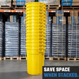 Yellow 44 Gallon Trash Can Set (Trash Can, Quiet Dolly, and Reinforced Lid