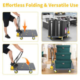 Foldable Heavy-Duty Flatbed Platform Cart with 360° Rotating Wheels for Moving