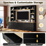 MLZTINGR 102.3" W 4-Piece Farmhouse Entertainment Center Wall Unit, TV Stand with Bookshelves