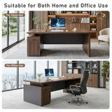 WYBFCWY Executive Office Desk with Storage Cabinet,Large Computer Desk for Home Office,Boss Table,Business