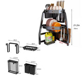 OCKULT Over Sink Dish Drying Rack, Foldable Corner Sink Drying Rack, 3-Layer Dish Rack,Multifunctional Counter Organizer Shelf, 54*30cm, Black