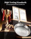 Titanium Pans for Cooking | 8 Pcs Titanium Hammered Pro frying Paella Pans with Lid
