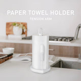 simplehuman Tension Arm Standing Paper Towel Holder, Heavy-Duty, Easy One-Handed Tear, Kitchen Countertop, White Stainless Steel