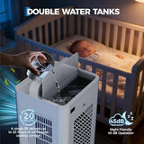 Portable Air Conditioners, 3-in-1 Evaporative Air Cooler with Touch Screen & Remote, 2.66Gal Cooling Fan, 6 Speeds & 3 Modes, 12H Timer, Includes 4 Ice Packs & Rolling Casters for Home, Office