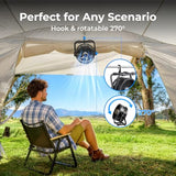 BougeRV Portable Fan Rechargeable, 20000mAh Battery Powered Fans with 4 Wind Speeds Hook Brighter Light LCD Display 270° Rotatable for Camping, Tent, Outdoors, Office, Travel, RV
