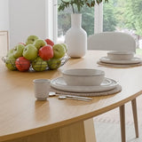 Casaphoria 67" Oval Dining Table, Modern Wood Kitchen Table with Cone Shaped Strip Polygonal Base for Living Room & Dining Room for 4-6, Oak