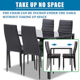 FDW | 5-Piece Dining Table Set | Black | Glass Kitchen Table with 4 Upholstered Chairs and Faux Leather Cushions | Space-Saving and Modern Design