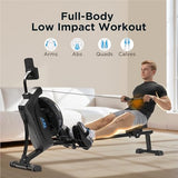 JLL Hydro + Dual Resistance Smart Magnetic Water Rowing Machine – Home Rower, 16-Level Hydro+Magnetic Adj. Resistance, Bluetooth SunnyFit App
