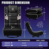 GTPLAYER Floor Gaming Chair Foldable Swivel Floor Chairs for Kids Boys Comfy Video Game Seat with 360° Multipurpose for Gamers, Bedroom or Game Room(Black-Gold)