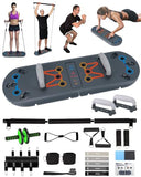 27-in-1 Portable Gym Exercise Equipment with Compact Push-Up Board, Resistance Bands, Ab Roller Wheel, and Pilates Bar, Master Your Workout
