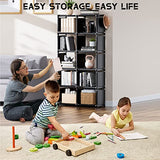 Mavivegue Book Shelf, 12 Cube Storage Organizer, DIY Bookcase, Metal Bookshelf, Tall Book case, Black Cubicle Rack