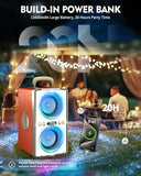 YIER Bluetooth Speaker, 240W Peak Loud Party Speaker with Big Bass, 20H Playtime, TWS, BT5.3, Large Portable Wireless Boom Box with LED Light for Outdoor Backyard Beach Home (Leather Orange)