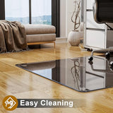 GLSLAND 46" × 55" [Tempered Glass] Chair Mat – Durable Office Chair Mat on Carpet with 0.2" Thickness, 4 Non‑Slip Pads, Blue & Grey