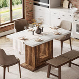 Tribesigns 47-Inch Farmhouse Dining Table for 4, White Kitchen Dinner Table with Heavy Duty Pedestal