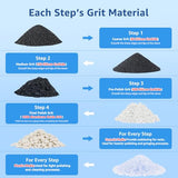 Large 10LB Rock Tumbler Grit and Polish Refill Kit - 4 Step Grits Polish Up to 70 LBS Rocks, Dual Tumbling Media (Ceramic & Plastic Pellets), Ideal for National Geographic, Koolstone &All Rock Tumbler