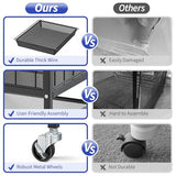 3-Tier Rolling File Cart, Metal Storage Drawer Cart with 2 Sliding File Trays