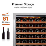 Ca'Lefort 24 Inch Wine Fridge, 61-Bottle Wine Cooler Refrigerator