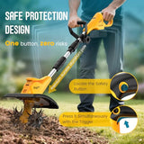 Cordless Tiller Cultivator for DEWALT 20V MAX Battery (Tool Only), 310RPM Electric Rototiller Garden Tool with 40 Steel Tines, 9.1In Tilling Width & 6.3In Depth Tiller