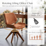HULALA HOME Faux Leather Swivel Desk Chair No Wheels