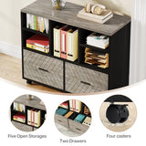L-Shaped Executive Desk with Reversible File Cabinet, 63" Office Desk with Storage Drawers, L-Shaped Computer Desk (Gray & Black)