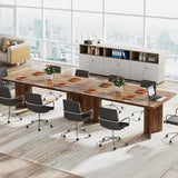 63-inch Executive Desk, Vintage Home Office Computer Desk with Large Tabletop, Walnut Brown