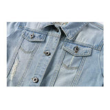 Hixiaohe Spring Summer Jean Jacket for Women Trendy Half Sleeve Button Down Short Denim Jacket Retro Cropped Trucker Coat