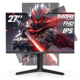 CRUA 27" FHD 540Hz IPS Gaming Monitor, FreeSync, Adjustable Vertical Pivot