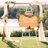 CroBlissful White 50" Easel Stand for Wedding Sign Adjustable 3Tier Height Display Easel with Chain Heavy Duty