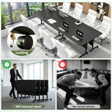 10 Pack Folding Conference Table,Modular Conference Room Table with Wheels,2-60 Person