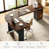 LITTLE TREE 83 Inch L-Shaped Office Desk with Drawers, Large Executive Office Desk