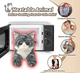Gray Tabby Cat Stuffed Animals, Microwavable Stuffed Animal Adorable Fluffy Cat Plush for Warmth & Comfort, Heatable & Coolable Lavender Scent Cat Toys, Cute Soft Plushies Cat Gifts for Kids & Adults