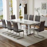 MEMUY 79" Dining Table Set for 8, White Gloss Kitchen Table with 8 PU Chairs