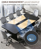 Sonrehon 8FT Conference Table with Charging Station, Rectangular Meeting Table for 8-12, 2" Scratch