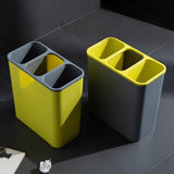 This 3-Cartment Waste Basket for Bathroom & Kitchen Pull-Out Recycling Bin & Trash Can 20L Under-Counter Trash Can for Office Cact & (Color: Yellow)