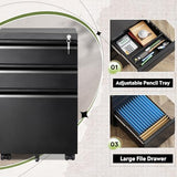 DEVAISE 3 Drawer Mobile File Cabinet Under Desk Office, Fully Assembled Except Casters, Letter/Legal Size, Black