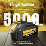 Leaf Blower Cordless, 650CFM & 3 Speed Levels, Electric Cordless Leaf Blower with 2 * 5.0Ah Battery Powered, Yellow Blowers