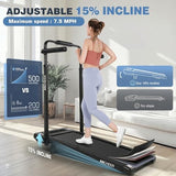 Treadmill with Desk Workstation & Adjustable Height, 450 LBS Weight Capacity, Folding Treadmill with 15% Incline, Bluetooth Speaker & App