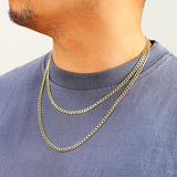 Nuragold 10K Real Yellow Gold Cuban Curb Link Chain Necklace