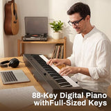 AODSK 88 Key Weighted Portable Digital Piano for Beginners, Full Size Hammer Action Electric Piano with Music Stand, Three-pedal, Built-in Speakers, USB & Power Supply