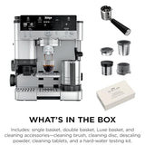 Ninja Luxe Café Premier 3-in-1 Espresso Machine, Drip Coffee, & Rapid Cold Brew | Built-in Coffee Grinder, Hands-Free Milk Frother, Assisted Tamper for Cappuccinos & Lattes | Stainless Steel | ES601