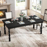 62” Farmhouse Large Rectangle Kitchen Table, Modern Dinner Table Kitchen & Dining Room Furniture with Carved Turned Legs