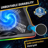 RGB Laptop Cooling Pad with LED Rim - New - Gaming Laptop Cooler - USB Powered Fan - Very Stable and Silent Laptop Stand