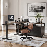 FEZIBO 66 Inch Executive L Shaped Standing Desk with 2-Drawer File Cabinet, Electric Height Adjustable Stand up Desk