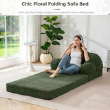 MAXYOYO Folding Sofa Bed, Convertible Floor Sofa Couch, Dark Green, Single