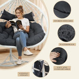 lihtsofty Double Egg Chair Cushion Replacement 55x35in -Thickened Waterproof Removable Double Hanging Egg Chair Cushions, Swing Chair Cushion