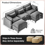 Marsail 110.6" Modular Sectional Sofa, 5-Seat Chenille Couch with Deep Seat