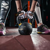 RYMNT Minimal Weight Lifting Gloves,Short Micro Workout Gloves Grip Pads with Full Palm Protection & Extra Grip, Tie Dye Ink-Medium