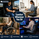 GueYi Orthopedic Seat Cushion – L-Shaped Lumbar Support Memory Foam Comfort for Long Sitting, Ergonomic Support for Office Chair, Wheelchair, Car & Travel (Light Gray,1)