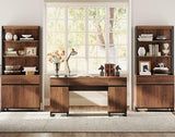 WAMPAT 4 PCS Modern 72" Tall Bookshelf with Metal Base and Adjustable Shelves, Library Bookcase
